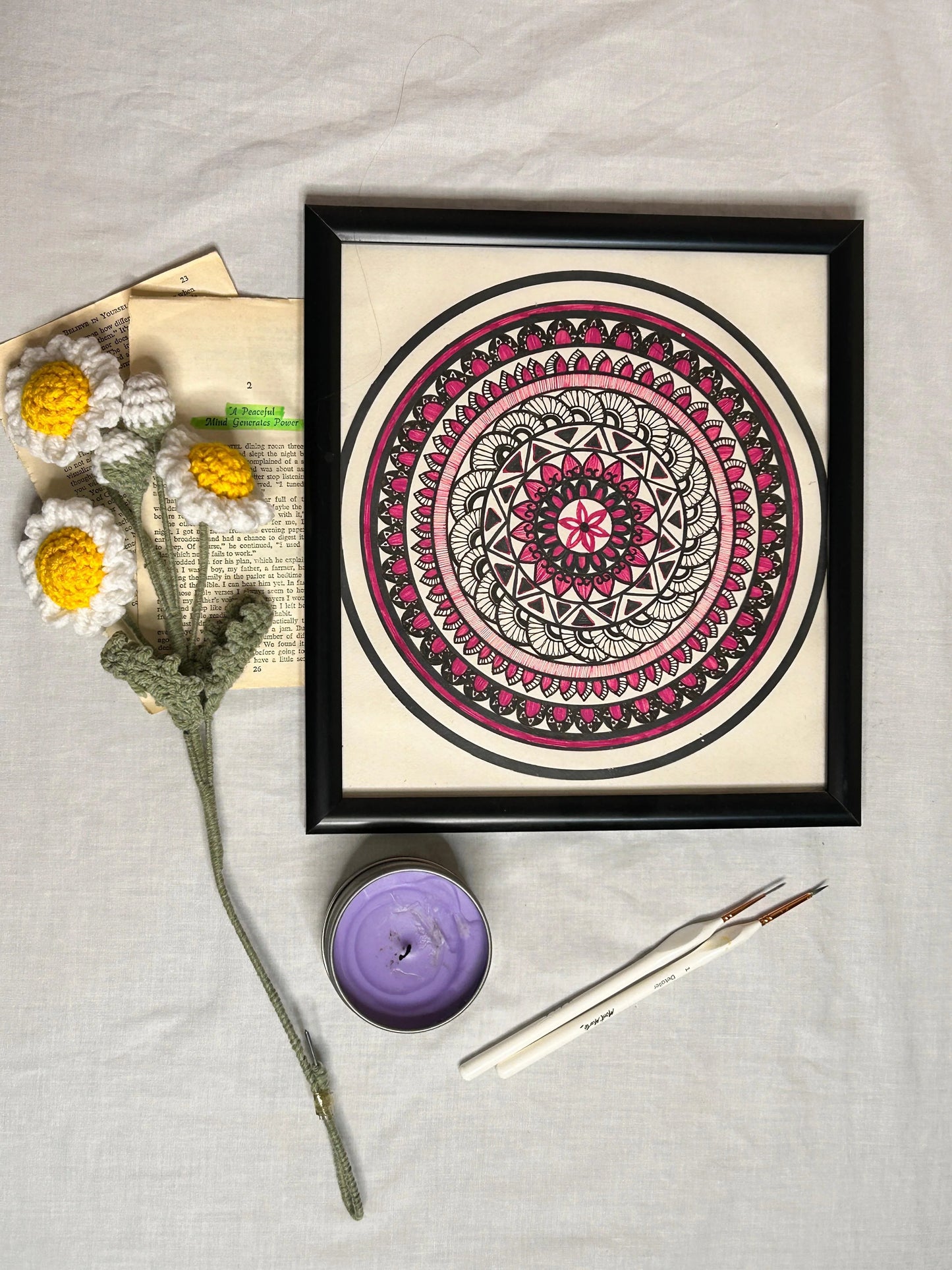 Velvet Eclipse Hand-Painted Mandala Frames 10”x10”