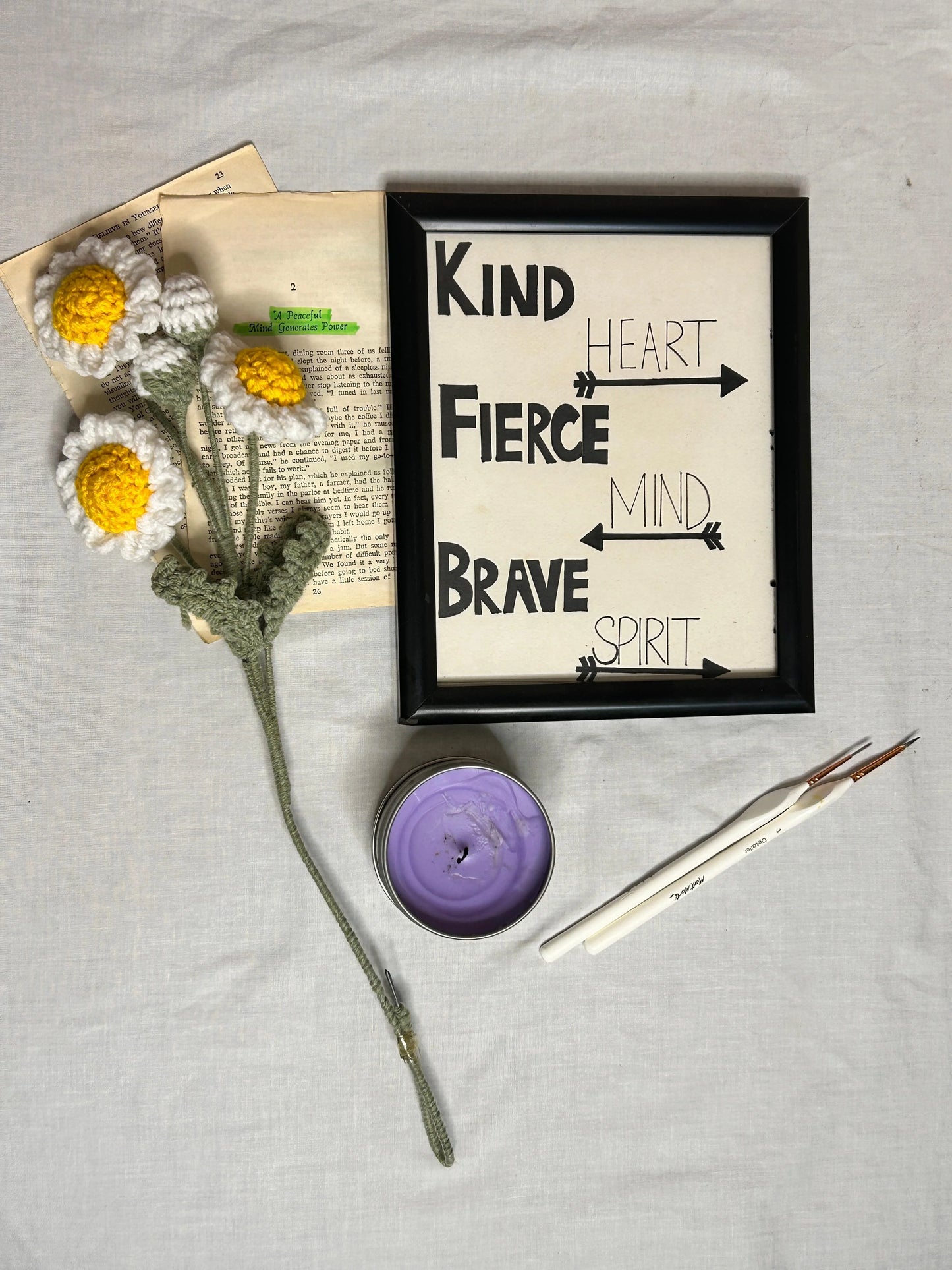 Kind Fierce Brave Hand-Painted  Frames 7”x9”