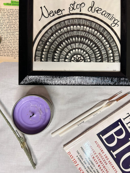 Never Stop Dreaming  Hand-Painted Mandala Frames 9”x9”