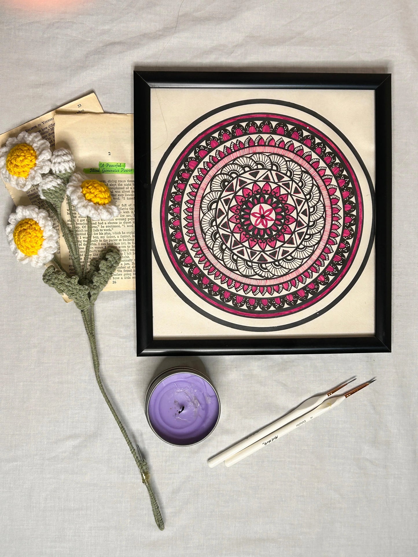 Velvet Eclipse Hand-Painted Mandala Frames 10”x10”